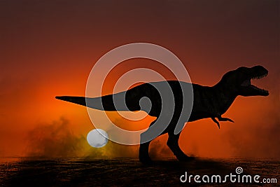 Tyrannosaurus Rex Dinosaur Sunset Illustration Cartoon Illustration