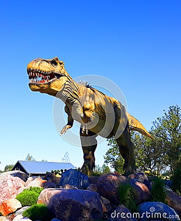 Tyrannosaurus t rex dinosaur reptile wild jurassic park ready to attack Editorial Stock Photo