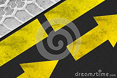 Tyre asphalt arrow background Stock Photo