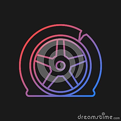 Tyre damage gradient vector icon for dark theme Vector Illustration