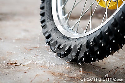 Tyre of motocross bike Stock Photo