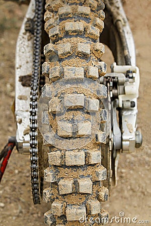 Tyre of motocross bike Stock Photo