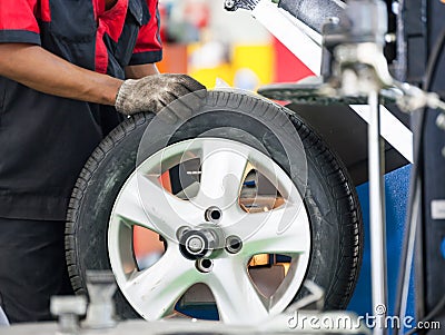 Tyre Service by Mechanic Stock Photo