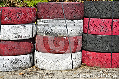 Tyre Wall of the Targa Florio Track, Cerda, Sicily Stock Photo