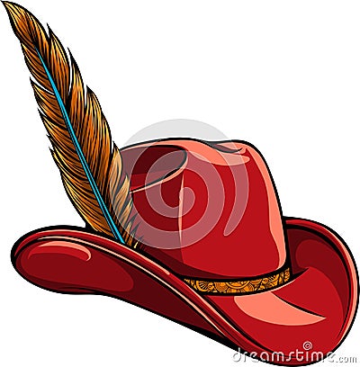 Tyrolean hat with feather. Bavarian alpine headdress. German oktoberfest symbol. Vector Illustration