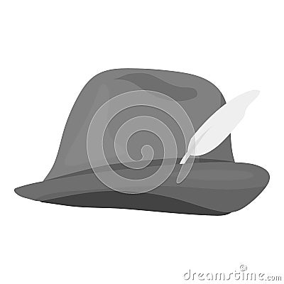 Tyrolean icon in monochrome style isolated on white background. Hunting symbol stock vector illustration. Vector Illustration