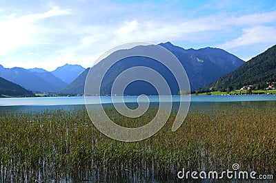 Tyrolean mountain village and tourst place Pertisau at Achensee Stock Photo