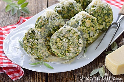 Tyrolean Spinach dumplings Stock Photo