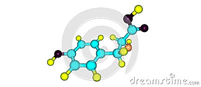 Tyrosine molecular structure isolated on white Cartoon Illustration