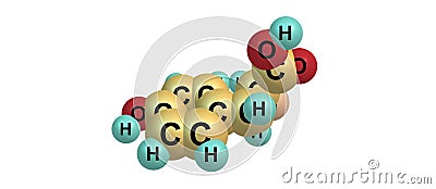 Tyrosine molecular structure isolated on white Cartoon Illustration