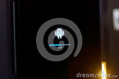Tyumen, Russia-October 14, 2022: Android update on the tablet, software update. Android is a mobile operating system Editorial Stock Photo