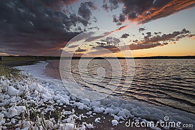 Decline on the brine lake Svatikovo Stock Photo