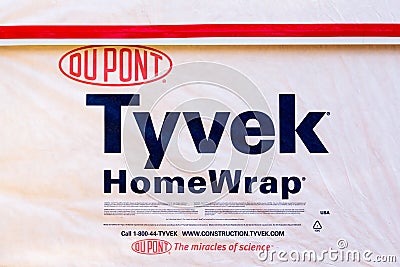 Tyvek Exterior Residential Housewrap and Logo Editorial Stock Photo