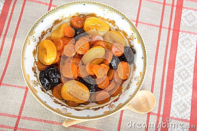 Tzimmes, tsimmes, stewed sweet carrots with dried fruit Stock Photo