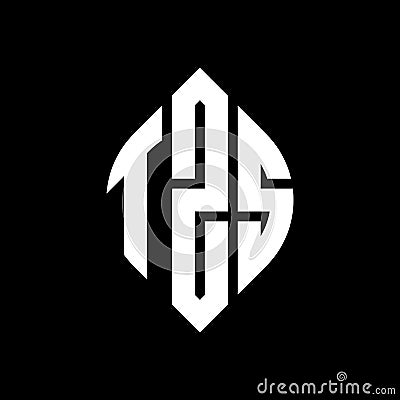 TZS circle letter logo design with circle and ellipse shape. TZS ellipse letters with typographic style. The three initials form a Vector Illustration