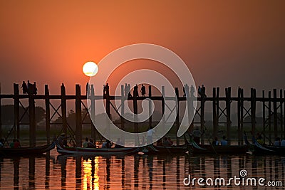 Sunset in Amarapura Stock Photo