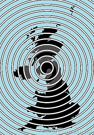 U.K. and Northern Ireland Silhouette Below Circles Vector Illustration