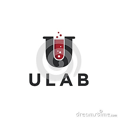 U letter and baker laboratory logo icon Vector Illustration