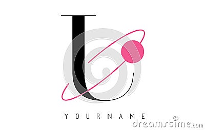 U Letter Logo Design with a Round Pink Eclipse Vector Illustration