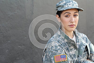 U.S. Army Soldier, Sergeant. Isolated close up showing stress, PTSD or sadness Stock Photo
