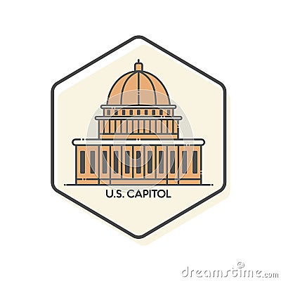 U.S. Capitol, Washington DC, USA Lineal Icon Stock Photo