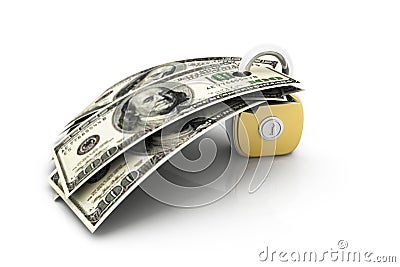 U.S. dollars banknotes with lock Stock Photo