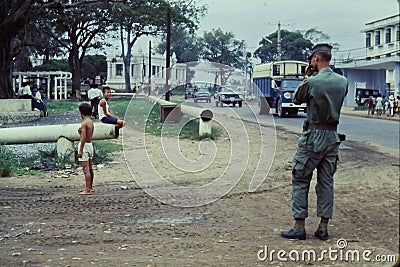 U.S. Marine Photographs Group of Vietnamese Children Playing, Vietnam ca1967 Editorial Stock Photo