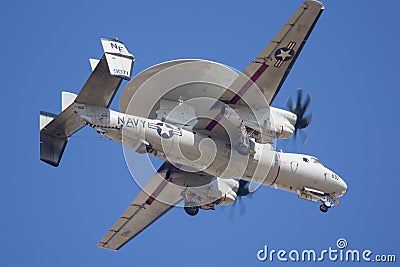 U.S. Navy E-2 Hawkeye Flying Around Palmdale, California Editorial Stock Photo