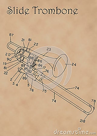 Patent Diagram for Slide Trombone Stock Photo