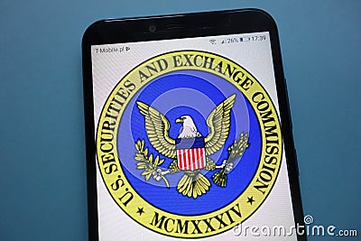 U.S. Securities and Exchange Commission logo on smartphone Editorial Stock Photo