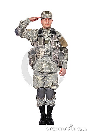 U.S. soldier salutes Stock Photo