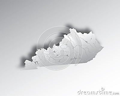 Map of Kentucky with lakes and rivers. Vector Illustration