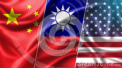 The U.S.-Taiwan-China Crisis. Taiwan and U.S.-China Relations. Stock Photo