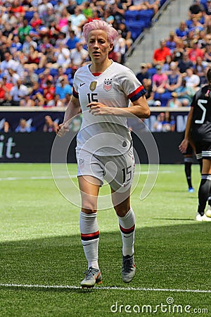 U.S. Women`s National Soccer Team forward Megan Rapinoe #15 in action during friendly game against Mexico Editorial Stock Photo