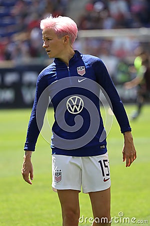 U.S. Women`s National Soccer Team forward Megan Rapinoe #15 in action during warm up before friendly game against Mexico Editorial Stock Photo