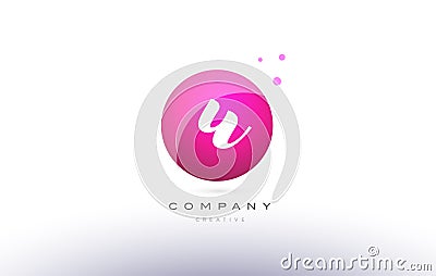 u sphere pink 3d hand written alphabet letter logo Vector Illustration