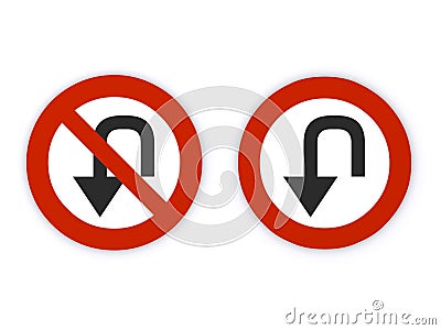 U-turn and No U-turn signs Stock Photo