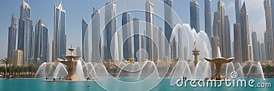 UAE, the city of Dubai, the largest fountain complex in the world, with water shows Stock Photo