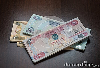 UAE Dirham currency notes Stock Photo