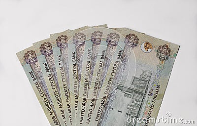 UAE dirham notes. Stock Photo