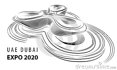 UAE dubai expo 2020 BIG foster partners grimshaw pavilion designboom, A minimal style of skyline concept in the year 2020, Vector Illustration