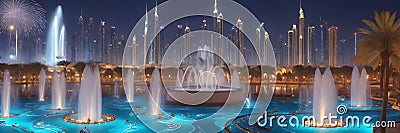 UAE, Dubai Fountain, the largest fountain complex in the world, with grand water shows Stock Photo