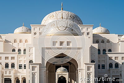 UAE Presidential Palace Qasr Al Watan in Abu Dhabi, exterior symmetrical view Stock Photo