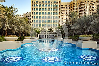 Waldorf Astoria 5 star luxury hotel with swimming pools and beautiful gardens Editorial Stock Photo