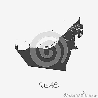 UAE region map: grey outline on white background. Vector Illustration