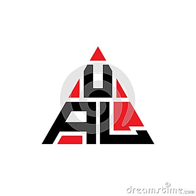 UAL triangle letter logo design with triangle shape. UAL triangle logo design monogram. UAL triangle vector logo template with red Vector Illustration