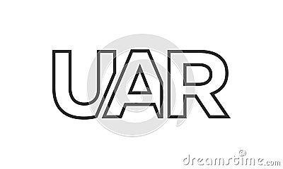 UAR logo design template with strong and modern bold text. Initial based vector logotype featuring simple and minimal typography. Vector Illustration
