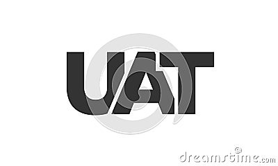 UAT logo design template with strong and modern bold text. Initial based vector logotype featuring simple and minimal typography. Vector Illustration