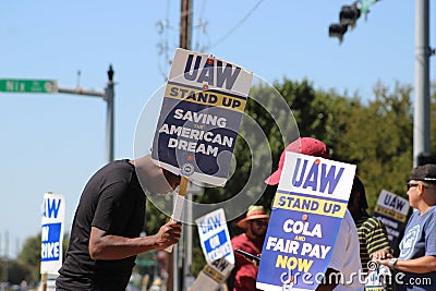 UAW Picket Line outside the Stellantis Facility in Carrollton Editorial Stock Photo