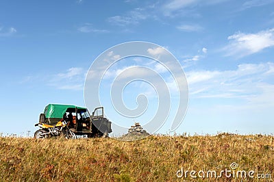 UAZ-469 high-terrain vehicle in the foothills of Altai Stock Photo